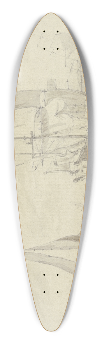 Ludolf Bakhuysen - Nah am Strand ein groes Schiff, links am Strand ein absegelndes Boot 39.3 inch art pintail longboard deck