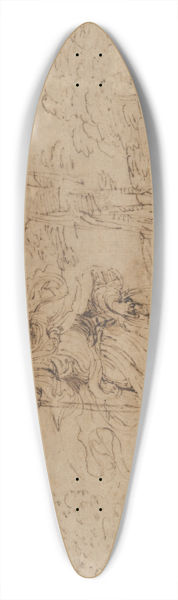 Ludovico Carracci - Saint Christopher in aLandscape 39.3 inch art pintail longboard deck