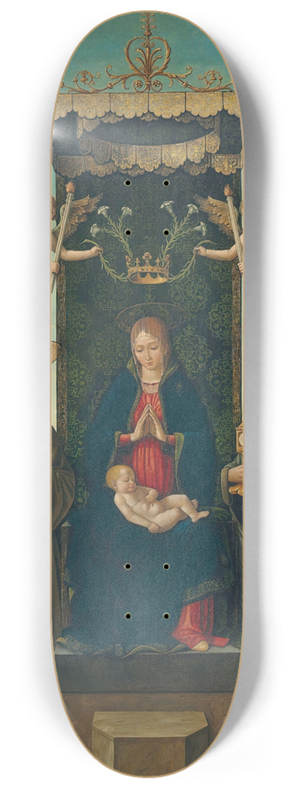 Gian Giacomo d'Alladio - The Madonna and Child enthroned, with Saints Michael, Bernardino of Siena, Clare and Stephen 8.25 inch art skate deck