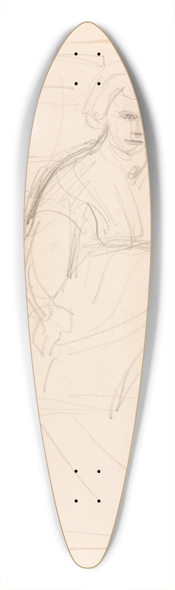 Ludvig Find - Siddende kvinde 39.3 inch art pintail longboard deck