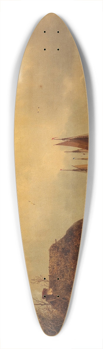 Ludwig Hermann - Fishermen at Work on a Jetty 39.3 inch art pintail longboard deck