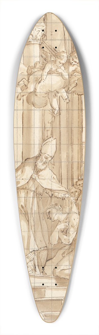 Luigi Garzi - Saint Francis Renouncing His Worldly Goods 39.3 inch art pintail longboard deck
