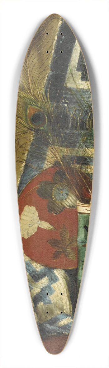 Manner Of William Merritt Chase - Still Life with Peacock Feathers 39.3 inch art pintail longboard deck