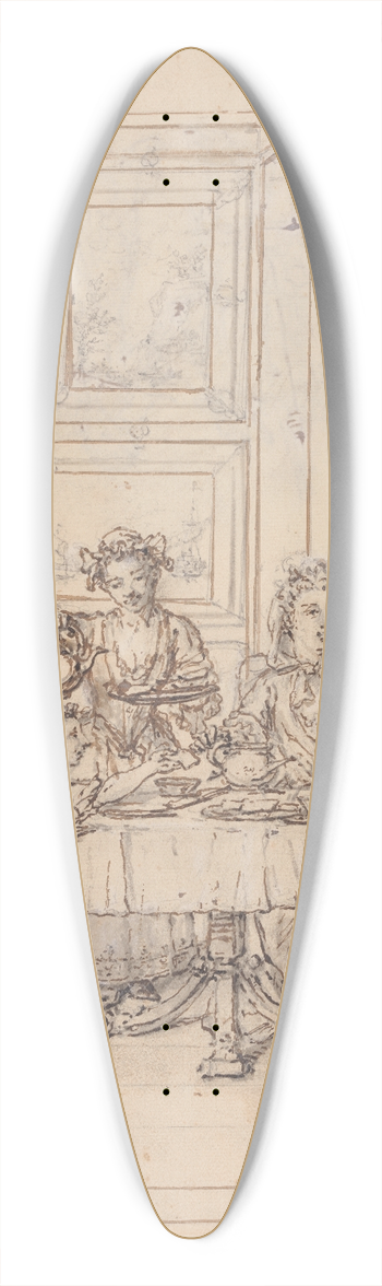 Marcellus Laroon the Younger - The Tea Party 39.3 inch art pintail longboard deck