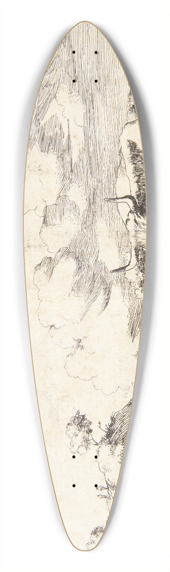 Marcus de Bye - Liggende ko 39.3 inch art pintail longboard deck