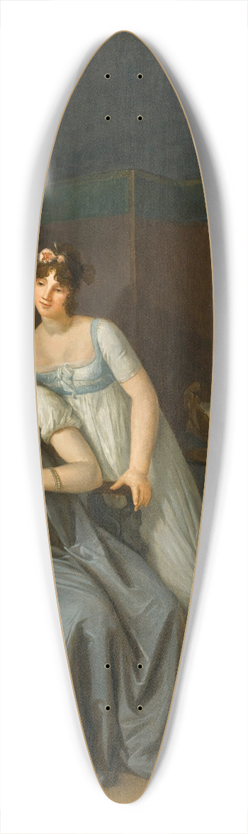Marguerite Grard - Two Ladies In An Interior Reading a Letter, With a Dog On a Bench Looking Into a Mirror 39.3 inch art pintail longboard deck