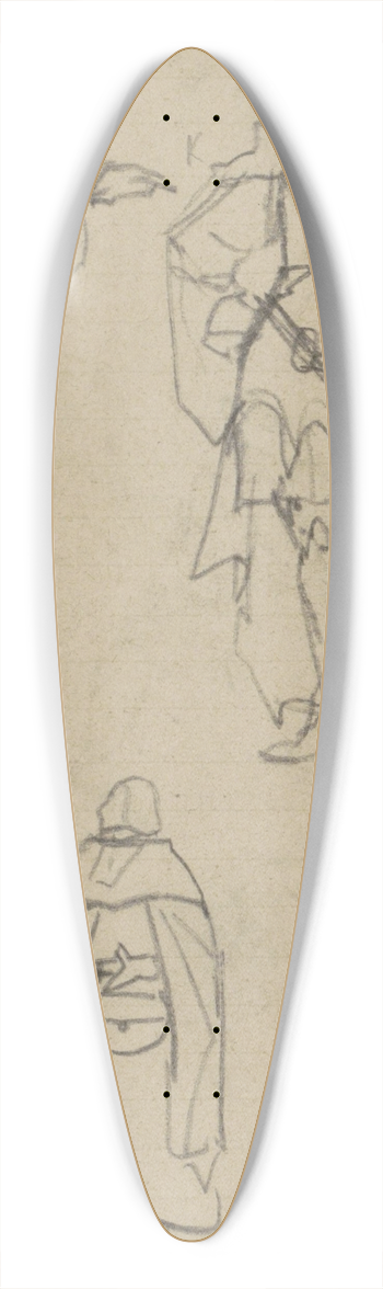 Marius Bauer - Figuren in kostuums uit 1350 en 1370 39.3 inch art pintail longboard deck