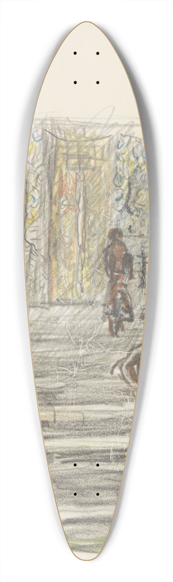 Marius Bauer - Figuren op een tempeltrap 39.3 inch art pintail longboard deck