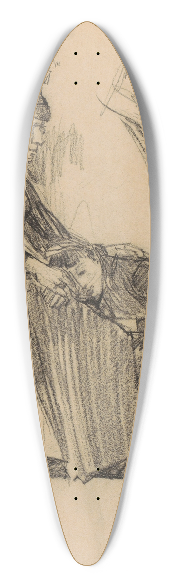 Marius Bauer - Knielend meisje bij een zittende vrouw 39.3 inch art pintail longboard deck