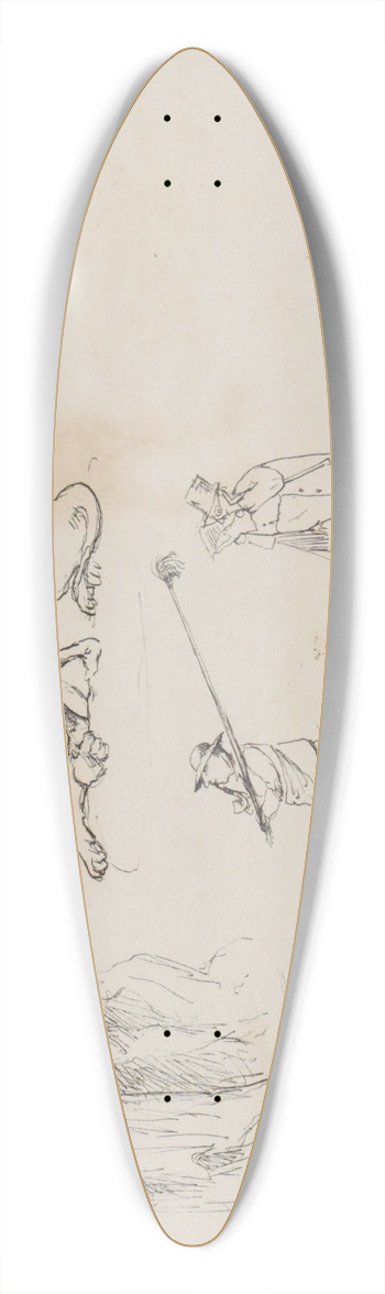 Marius Bauer - Studieblad, onder andere met karikaturen 39.3 inch art pintail longboard deck