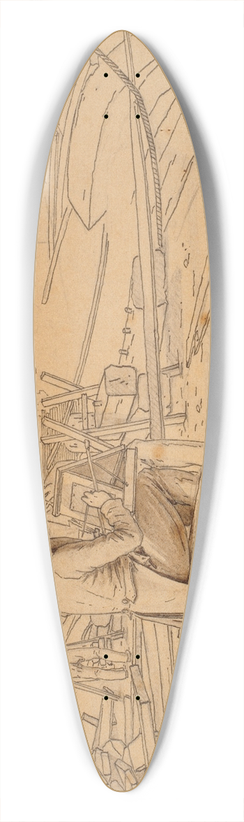 Martinus Rrbye - En kunstner malende ved et skibsvrft 39.3 inch art pintail longboard deck
