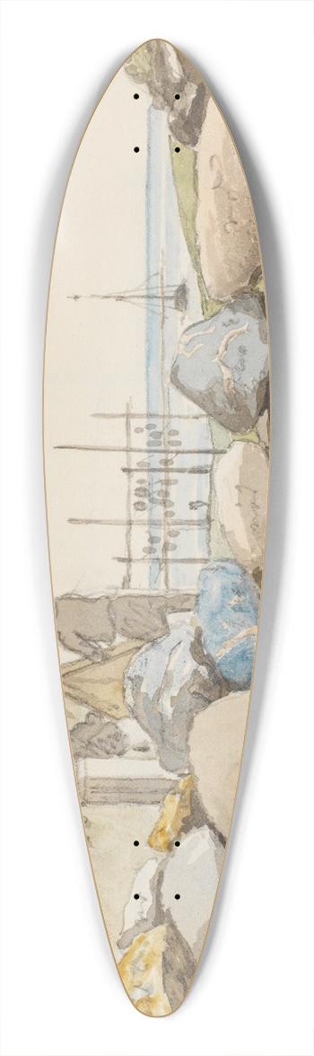 Martinus Rrbye - Kystlandskab med store sten i forgrunden 39.3 inch art pintail longboard deck