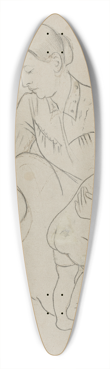 Mary Cassatt - The Bath (verso) 39.3 inch art pintail longboard deck