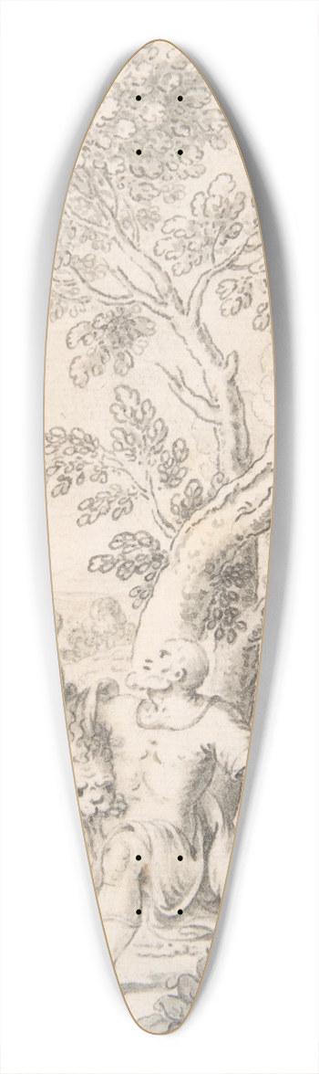 Mathais Fssli the Elder - A Man under a Tree Bitten by a Lion while his Horse Escapes 39.3 inch art pintail longboard deck