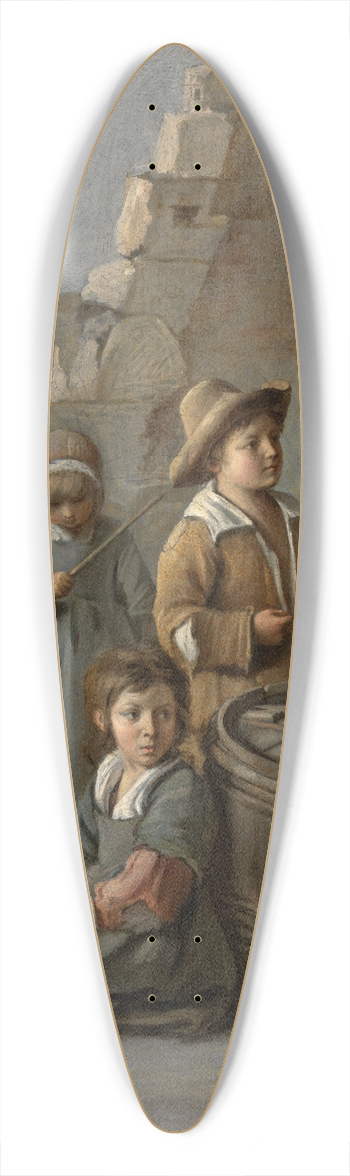 Mathieu Le Nain - Children with birdcage and cat 39.3 inch art pintail longboard deck
