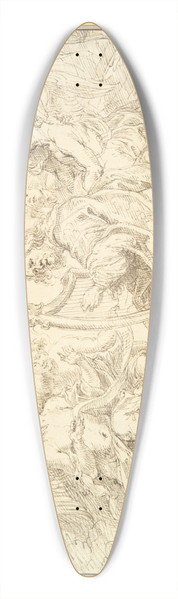 Matthys van den Bergh - King David Playing the Harp Accompanied By SingingAngels 39.3 inch art pintail longboard deck