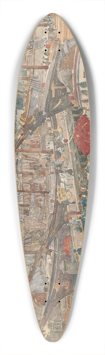 Maurice Prendergast - Docks,East Boston 39.3 inch art pintail longboard deck