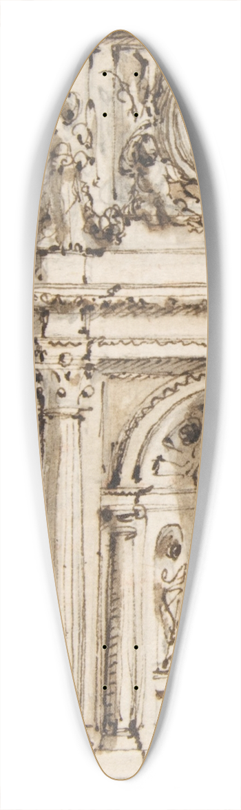 Mauro Antonio Tesi - Design for the Left Half of an Altar 39.3 inch art pintail longboard deck