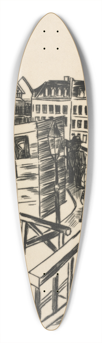 Max Beckmann - Wooden Bridge 39.3 inch art pintail longboard deck