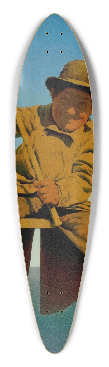 Maxfield Parrish - Fisherman on Pier 39.3 inch art pintail longboard deck