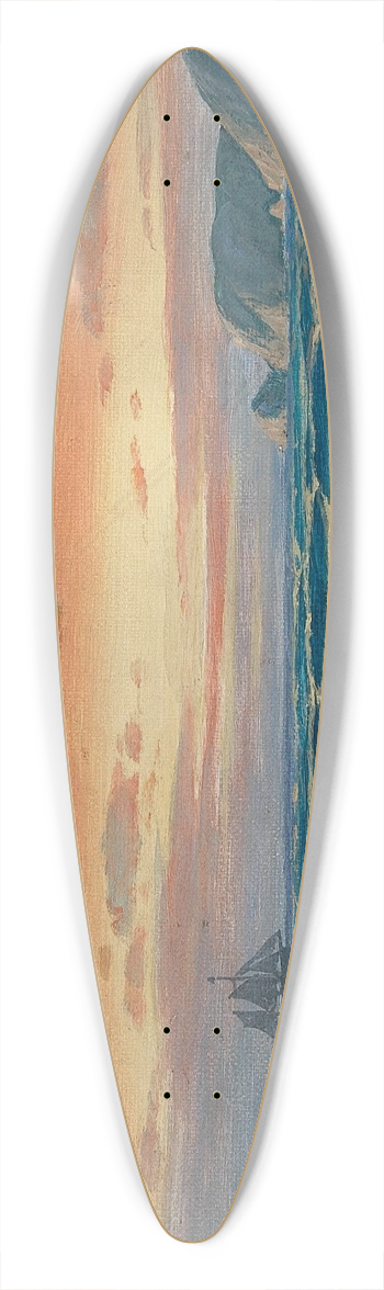 Max Jensen - Sailing Ship by the Coast in the Evening Light 39.3 inch art pintail longboard deck
