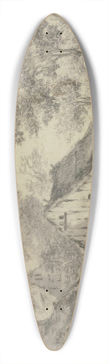 Meindert Hobbema - Huser unter Bumen, dabei ein auf einen Pfahl gepflanztes Rad 39.3 inch art pintail longboard deck