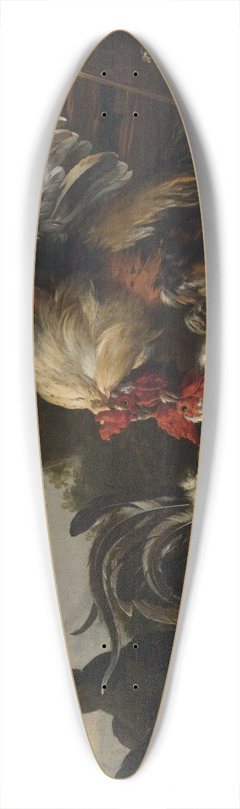 Melchior de Hondecoeter - Der Krieg im Hhnerhof 39.3 inch art pintail longboard deck