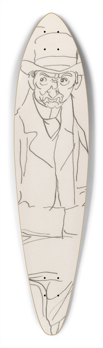 Michael Healy - A Scowling Man on a Train 39.3 inch art pintail longboard deck