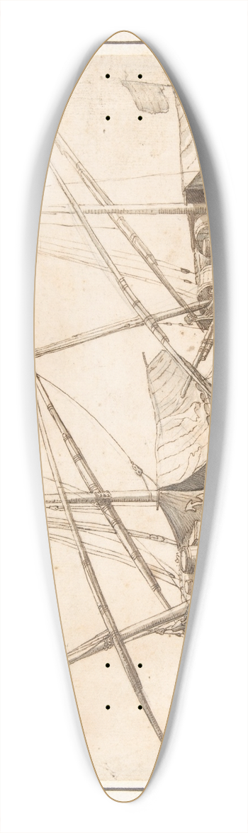 Michelangelo Cerquozzi - Four Boats 39.3 inch art pintail longboard deck