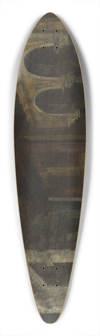 Michele Marieschi - Architectural fantasy featuring a prison courtyard 39.3 inch art pintail longboard deck