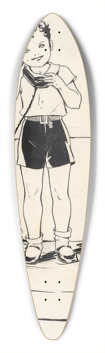 Miep de Feijter - Telefonerende jongen 39.3 inch art pintail longboard deck