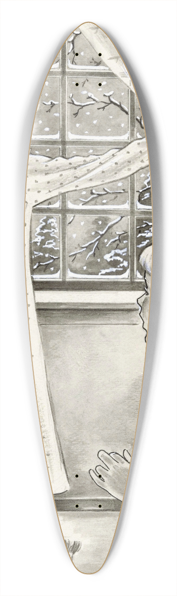 Miep de Feijter - Twee meisjes kijken naar de sneeuw 39.3 inch art pintail longboard deck