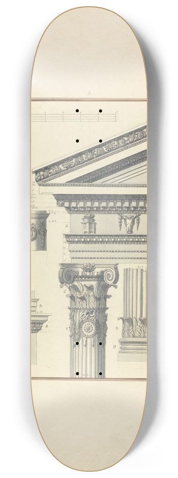 Giovanni Battista Borra - Details of a Composite Order from the Temple of Augustus at Mylasa 8.25 inch art skate deck