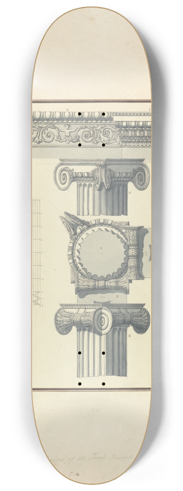 Giovanni Battista Borra - Frieze and Capital of the Ionic Temple at Toreh 8.25 inch art skate deck