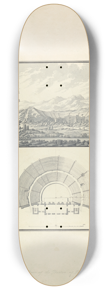 Giovanni Battista Borra - View and Plan of the Theater of Hierapolis (now Pamukkale) 8.25 inch art skate deck