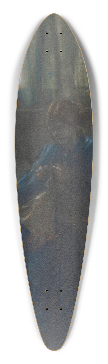 Mina Arndt - Woman in blue 39.3 inch art pintail longboard deck