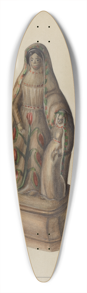 Mina Lowry - Pa. German Chalkware Mother and Child 39.3 inch art pintail longboard deck