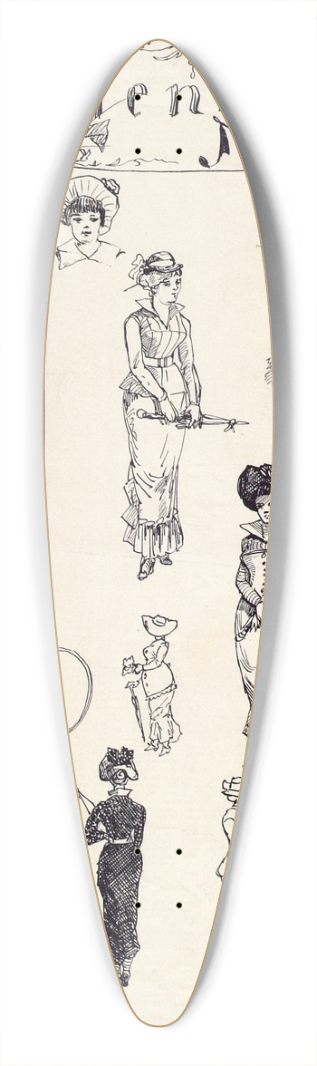 Moritz Ledeli - Wiener Typen 1880 (Wiener Sommermoden) 39.3 inch art pintail longboard deck