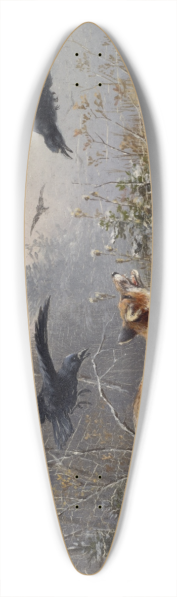 Moritz Mller - Fox Chasing Rabbits in Winter 39.3 inch art pintail longboard deck
