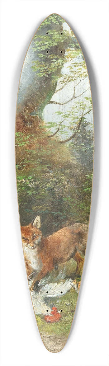 Moritz Mller - Young fox family with prey 39.3 inch art pintail longboard deck
