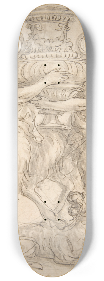 Giovanni Battista Foggini - Design for a Sculpture consisting of a Satyr and Satyress holding a Vase 8.25 inch art skate deck