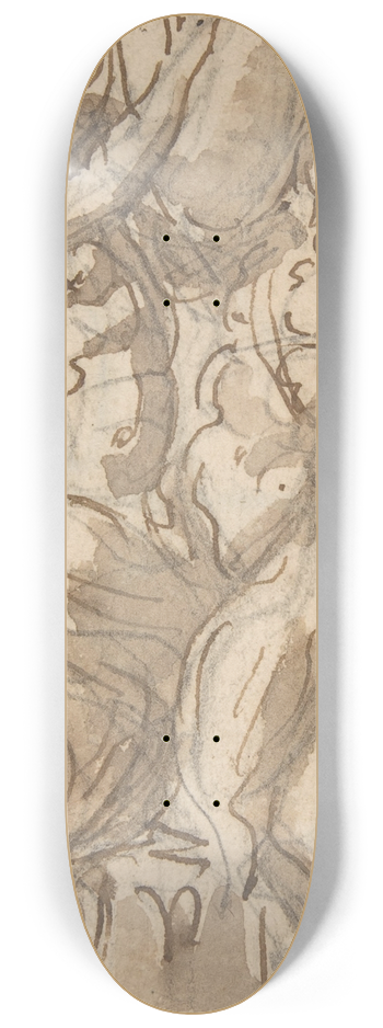 Giovanni Battista Foggini - Design for a Statue consisting of a Satyr and Satyress Lifting a Vase 8.25 inch art skate deck