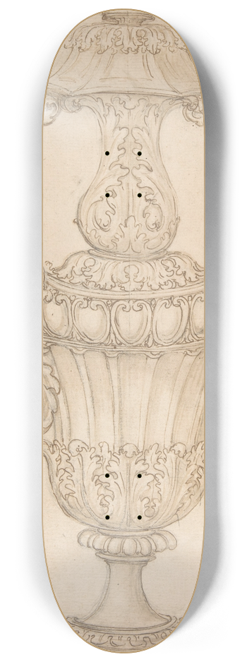 Giovanni Battista Foggini - Design for a Two-Handled Urn with Acanthus, Shell, and Egg-and-Tongue Motif 8.25 inch art skate deck