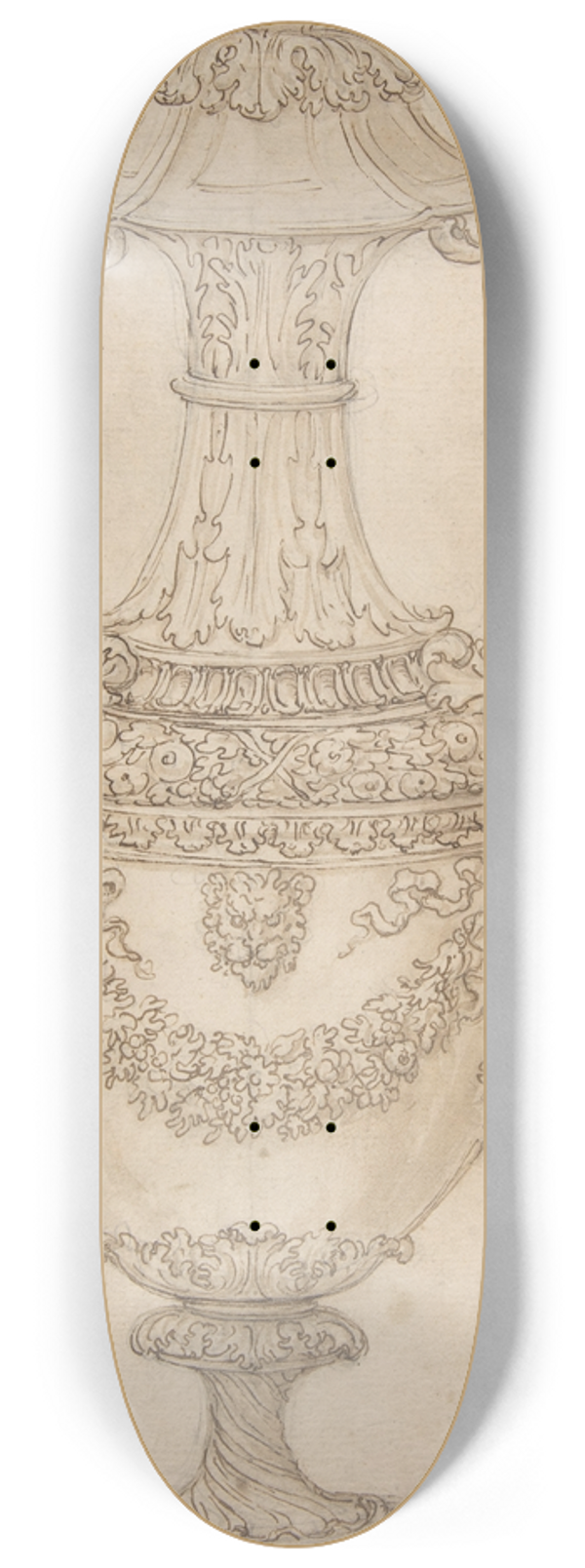 Giovanni Battista Foggini - Design for a Vase with Handles, Decorated with a Festoon 8.25 inch art skate deck