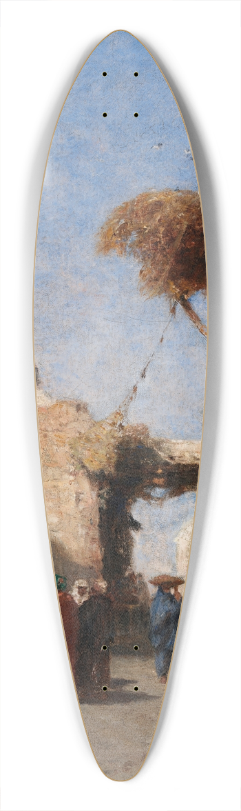 Narcisse Berchre - Eastern Scene with Minaret 39.3 inch art pintail longboard deck