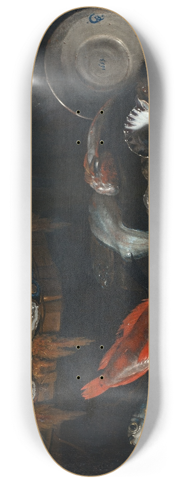 Giovanni Battista Recco - Still Life with Fish and Oysters 8.25 inch art skate deck