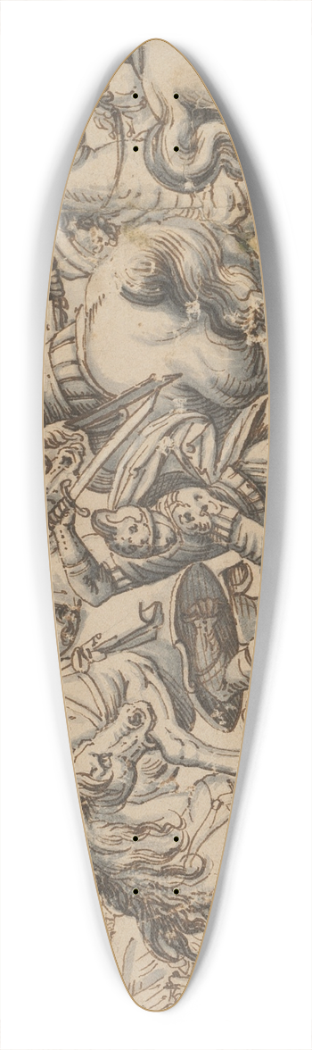 Niklaus Bock - Schlachtszene 39.3 inch art pintail longboard deck