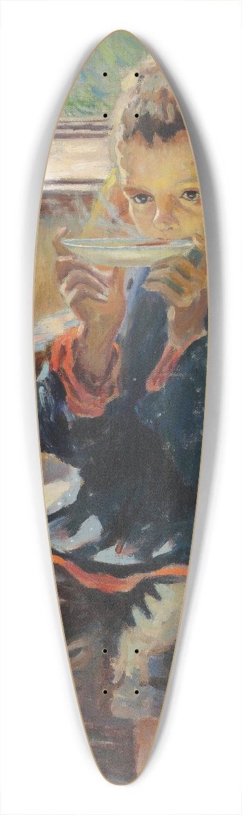 Nikolai Bogdanov-Belsky - A young boy drinking tea 39.3 inch art pintail longboard deck