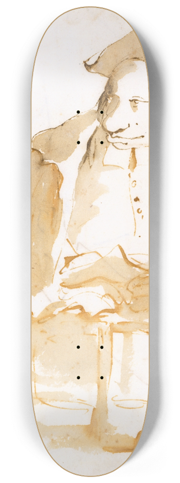 Giovanni Battista Tiepolo - Caricature of a Seated Man with a Book and a Cane 8.25 inch art skate deck