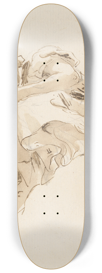 Giovanni Battista Tiepolo - Crouching Woman with a Boy Behind Her 8.25 inch art skate deck